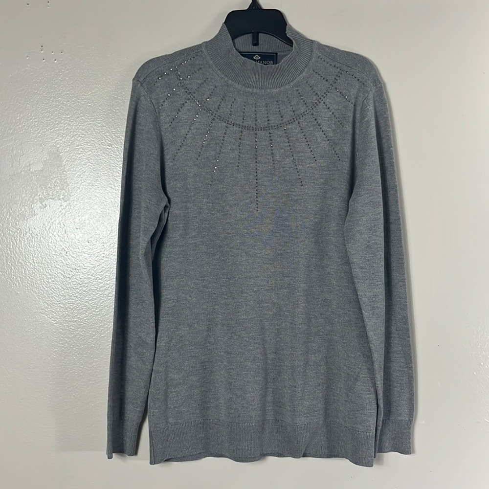 Seven Manor grey sweater with rhinestones size M
